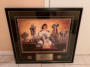 Autographed Bobby Orr Trophies Frame (with COA)
