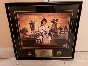 Autographed Bobby Orr Trophies Frame (with COA)