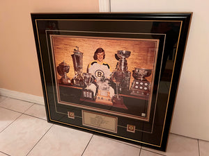Autographed Bobby Orr Trophies Frame (with COA)