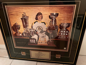 Autographed Bobby Orr Trophies Frame (with COA)