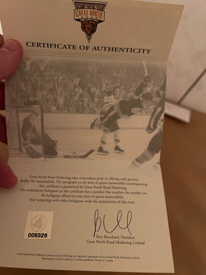 Autographed Bobby Orr Trophies Frame (with COA)