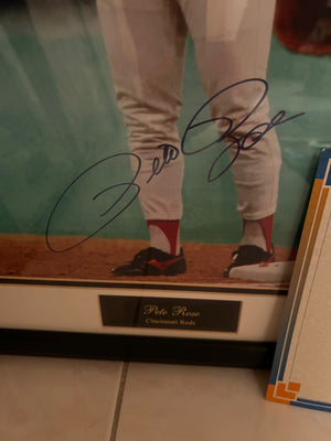 Autographed Pete Rose Cincinnati Reds Frame (with COA)