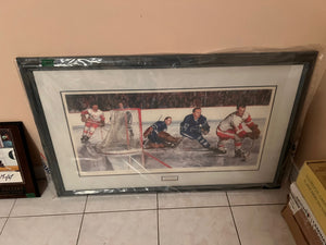 Les Tait "Rebound" Limited Edition Print, Signed by Frank Mahovlich, Johnny Bower and Gordie Howe