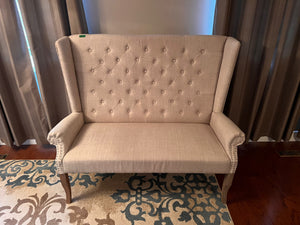 Beige Upholstered Tufted Settee/Love Seat