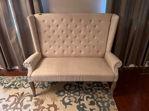Beige Upholstered Tufted Settee/Love Seat
