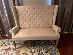 Beige Upholstered Tufted Settee/Love Seat