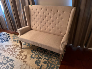 Beige Upholstered Tufted Settee/Love Seat