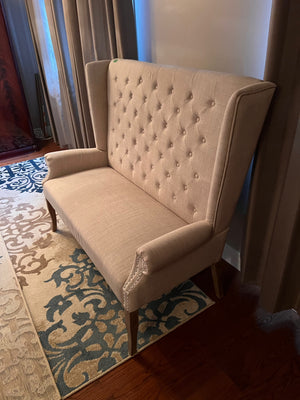 Beige Upholstered Tufted Settee/Love Seat