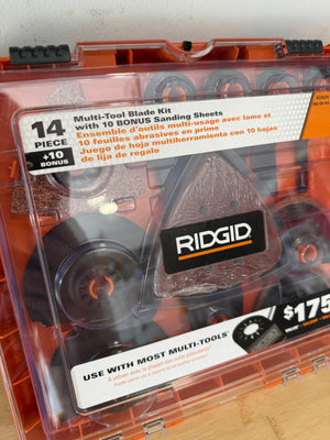 BRAND NEW Rigid 14 Piece Multi-Tool Blade Kit with 10 Bonus Sanding Sheets