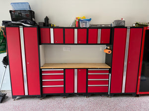 NewAge Products Bold Series Red Modular 9pc Steel Garage Cabinet Set