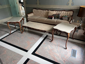 Vintage Marble Top Coffee Table + 2 Side Tables