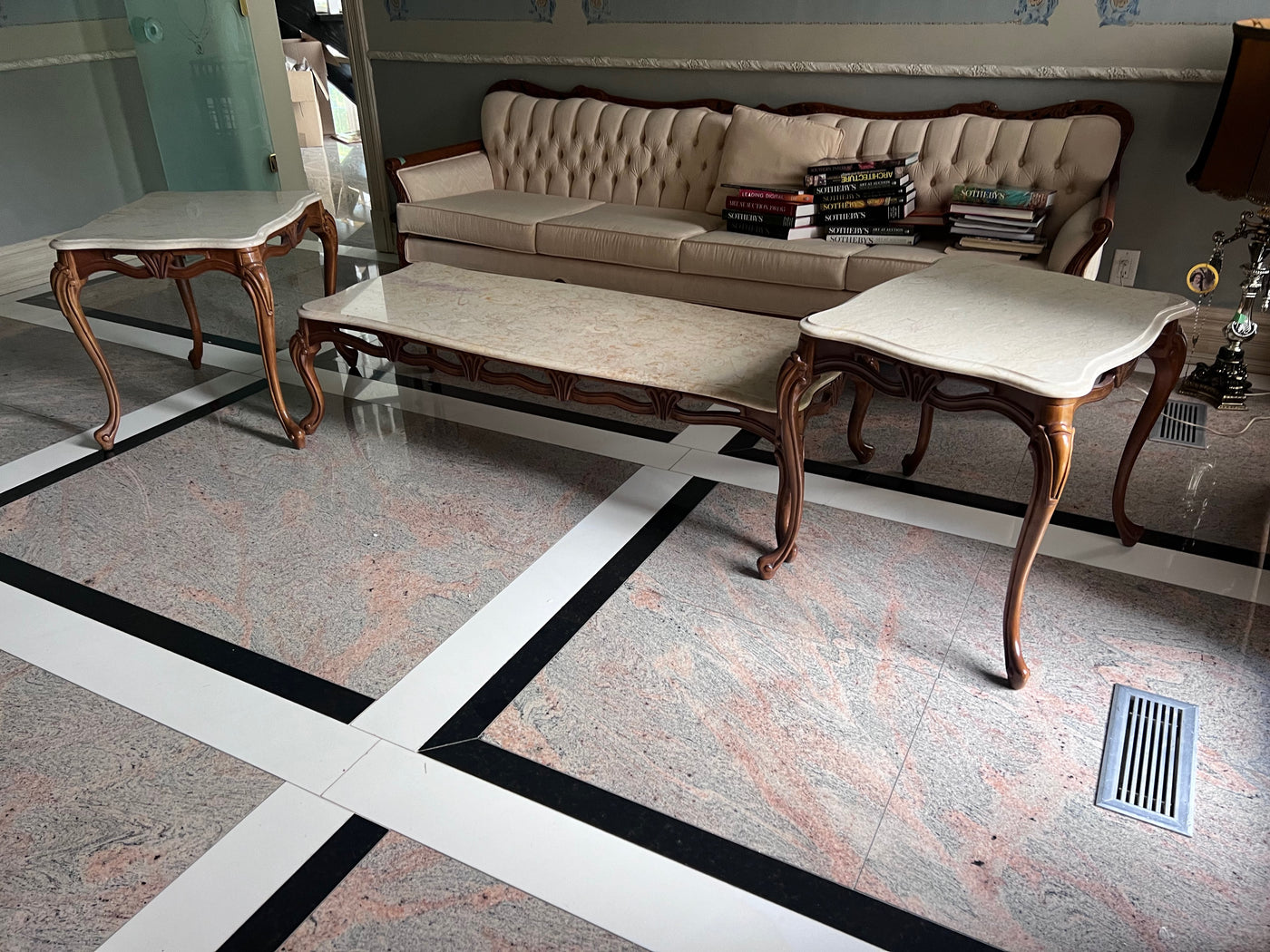 Vintage Marble Top Coffee Table + 2 Side Tables – Sell My