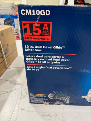 BRAND NEW Bosch CM10GD 15 Amp Corded 10 in. Dual-Bevel Sliding Glide Miter Saw with 60-Tooth Carbide Saw Blade
