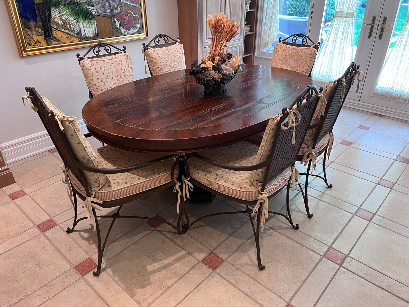 Oval Solid Wood Kitchen Table + 6 Wicker/Metal Chairs – Sell My Stuff ...
