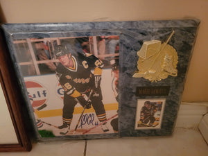 Autographed Mario Lemieux Photo Plaque