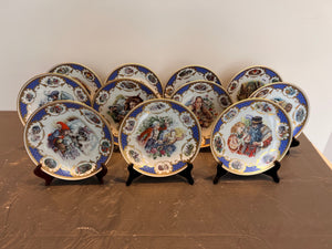 11 Jegou Porcelaine De Limoges Fairy Tales Collector Plates on Stands