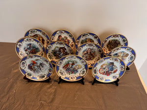 11 Jegou Porcelaine De Limoges Fairy Tales Collector Plates on Stands