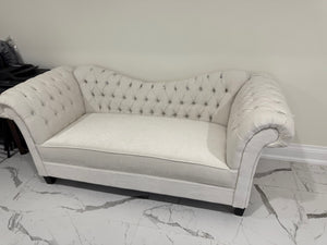 Beige/Cream Upholstered Tufted Sofa
