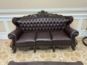Cosmos Furniture Vanessa Brown Leather Traditional Style Sofa