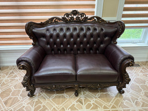 Cosmos Furniture Vanessa Brown Leather Traditional Style Love Seat