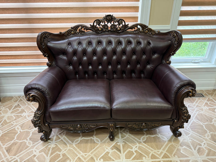 Cosmos Furniture Vanessa Brown Leather Traditional Style Love Seat