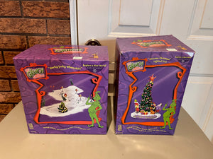 Department 56 How the Grinch Stole Christmas- "Herky-jerky Whomobile" + "Welcome Christmas" Lighted Tree