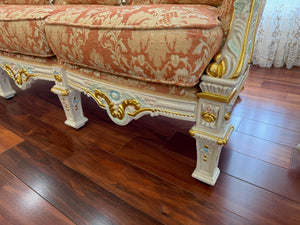 Ornate Hand Painted Frame Tufted Sofa
