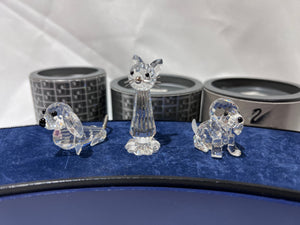 Swarovski Crystal 3 Cats & Dogs Lot