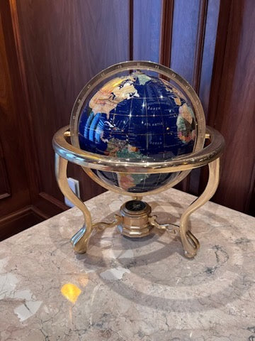 Lapis Blue Table Top Globe with Gold Tripod