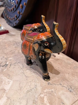 Pair of Decorative Metal Painted Elephants