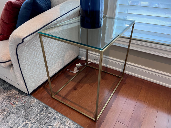 Pair of Gold Glass Side Tables