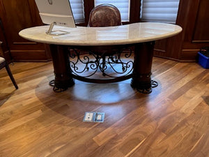 'Palma Brava' Marble Top Kidney Desk