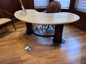 'Palma Brava' Marble Top Kidney Desk
