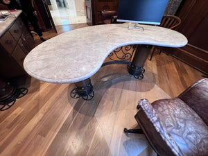 'Palma Brava' Marble Top Kidney Desk