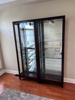 2 Philip Reinisch Company 33680 SIMPLICITY MERLOT CURIO CABINETS- Dark Brown