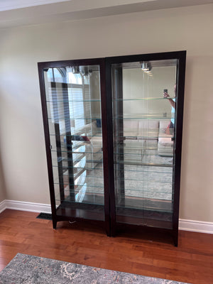 2 Philip Reinisch Company 33680 SIMPLICITY MERLOT CURIO CABINETS- Dark Brown