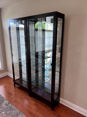 2 Philip Reinisch Company 33680 SIMPLICITY MERLOT CURIO CABINETS- Dark Brown