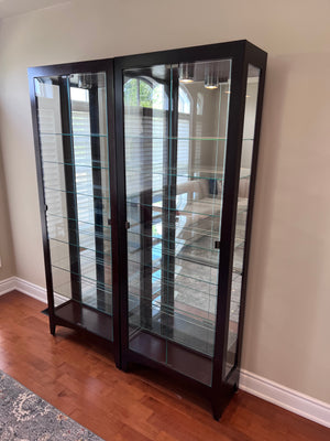 2 Philip Reinisch Company 33680 SIMPLICITY MERLOT CURIO CABINETS- Dark Brown