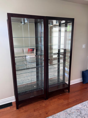 2 Philip Reinisch Company 33680 SIMPLICITY MERLOT CURIO CABINETS- Dark Brown
