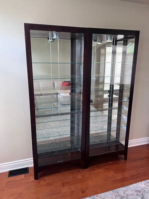 2 Philip Reinisch Company 33680 SIMPLICITY MERLOT CURIO CABINETS- Dark Brown