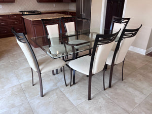 Glass Top Dining Table + 6 Chairs