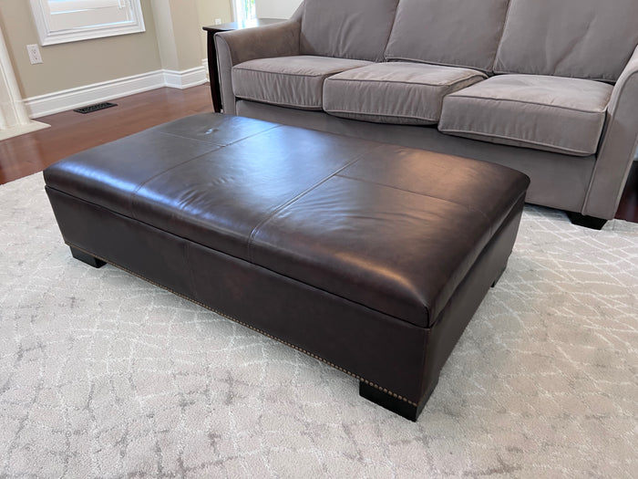Brown Leather Ottoman