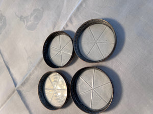 4 Cut Crystal and Sterling Silver Rim Coasters