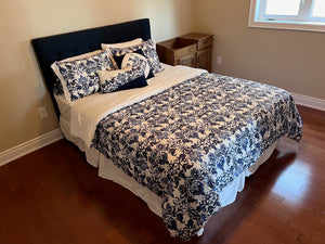 Blue Upholstered Tufted Headboard- Queen