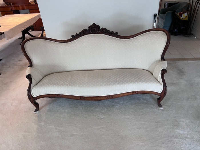 Victorian Walnut Carved Frame Antique Sofa