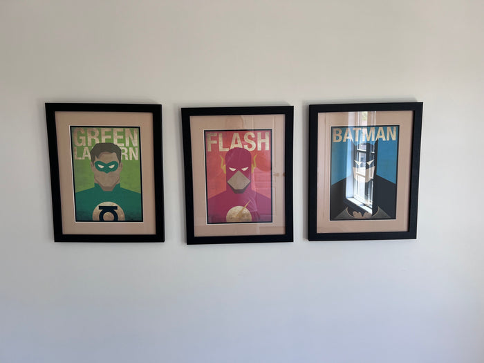 Green Lantern, Flash, Batman Prints