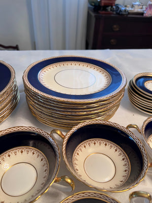 Aynsley Desborough Blue 7637 Dinnerware Lot