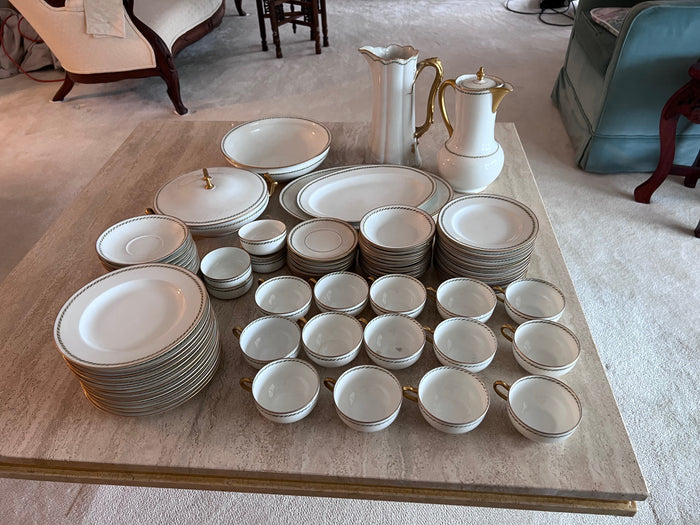Theodore Haviland Limoges France Green & Gold Trim Dinnerware Lot