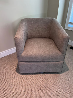 Beige Upholstered Barrel Swivel Chair