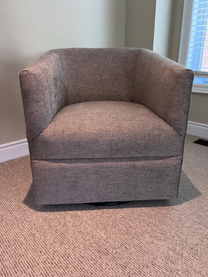 Beige Upholstered Barrel Swivel Chair